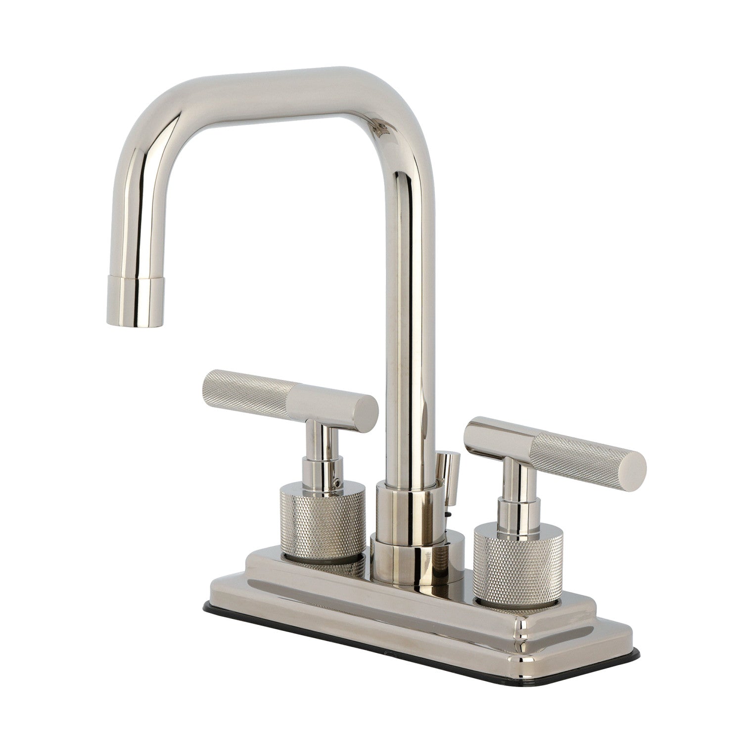 Kingston Sona KS6646KNL - Convergent Knurled Double-Handle 3-Hole Deck Mount 4-Inch Centerset Bathroom Faucet with Brass Pop-Up, Polished Nickel — image 1